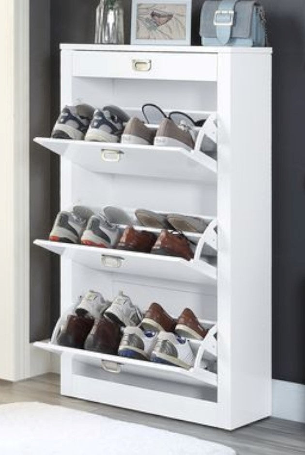 Pagan White High Gloss Wood Shoe Cabinet