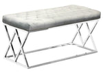 Pansy Grey Velour/Metal Accent Bench