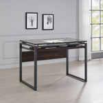 Pantano Smoked Glass/Chestnut Wood Drafting Desk