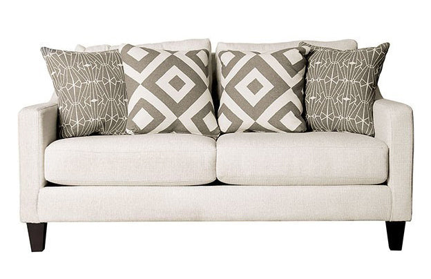 Parker Contemporary Ivory Fabric Loveseat