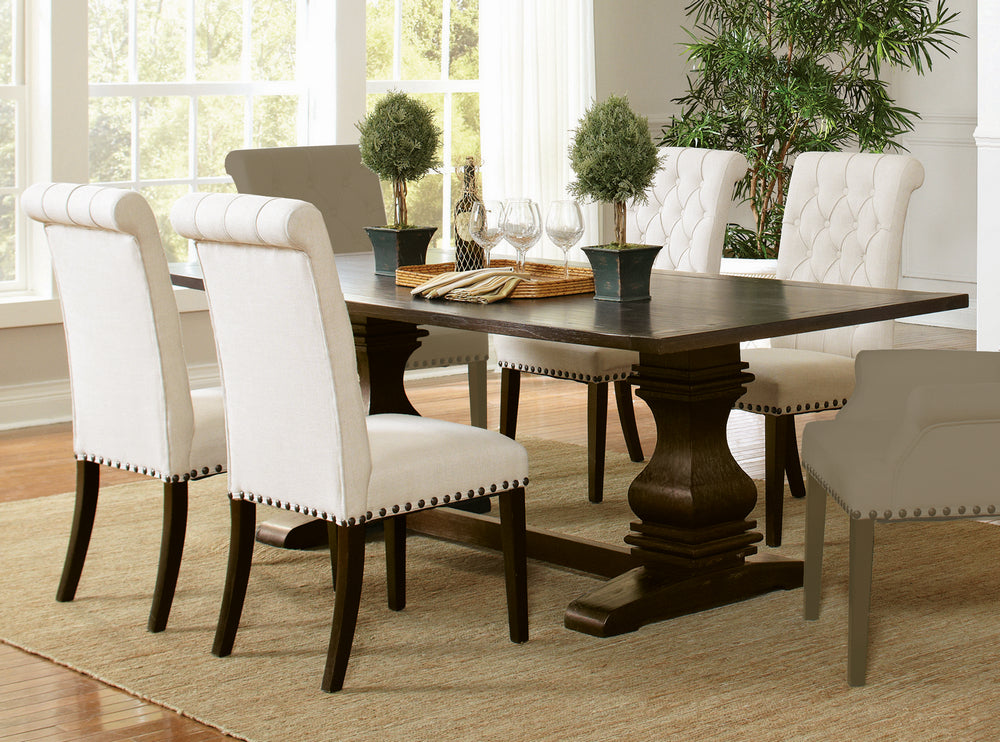 Parkins 5-Pc Rustic Espresso/Beige Dining Table Set