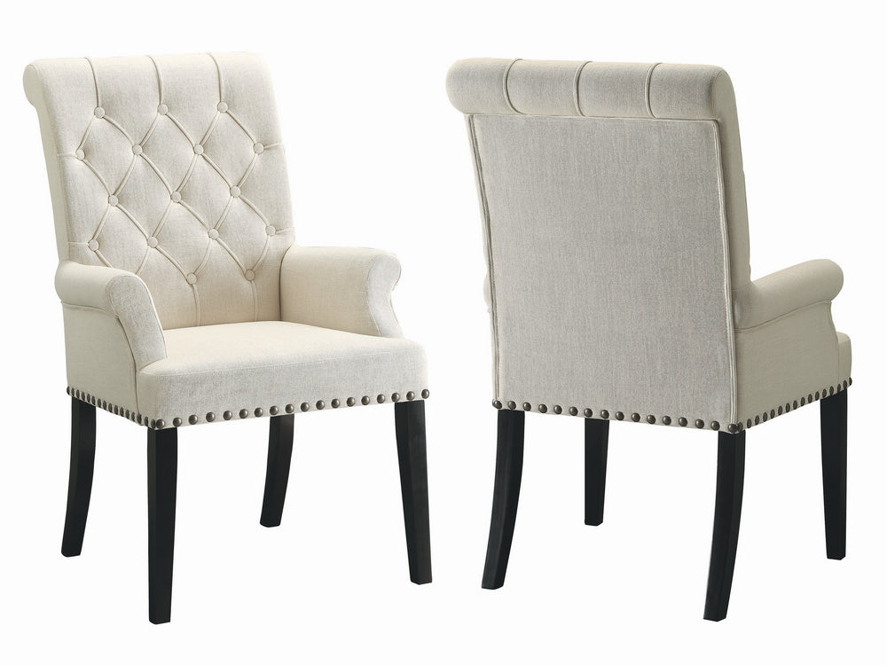 Parkins 7Pc Rustic Espresso/Beige Dining Table Set Aetna Stores