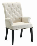 Parkins Beige Fabric/Rustic Espresso Wood Arm Chair