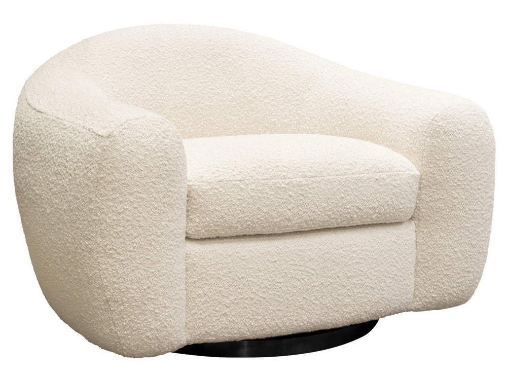 Pascal Bone Boucle Textured Fabric Swivel Chair