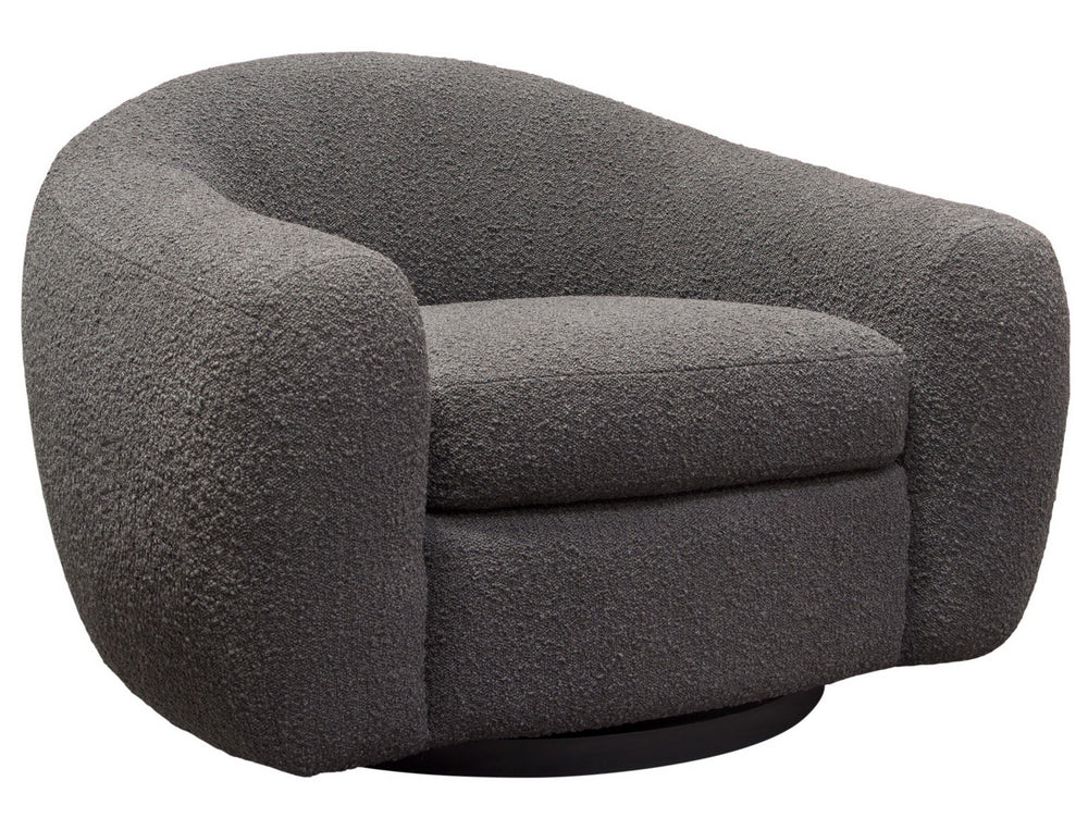 Pascal Charcoal Textured Fabric Swivel Chair