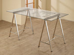 Patton Printed Clear Glass/Nickel Finish Metal Writing Desk