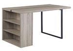 Patwin Gray Oak Wood/Black Metal Dining Table with Storage