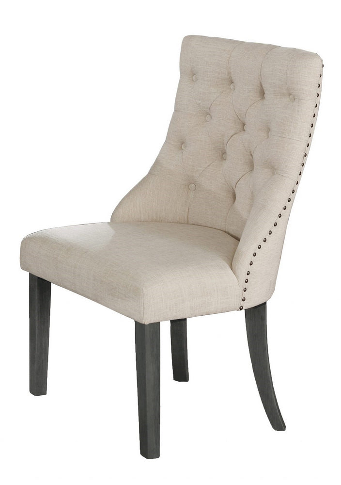 Paula 2 Beige Linen/Wood Side Chairs