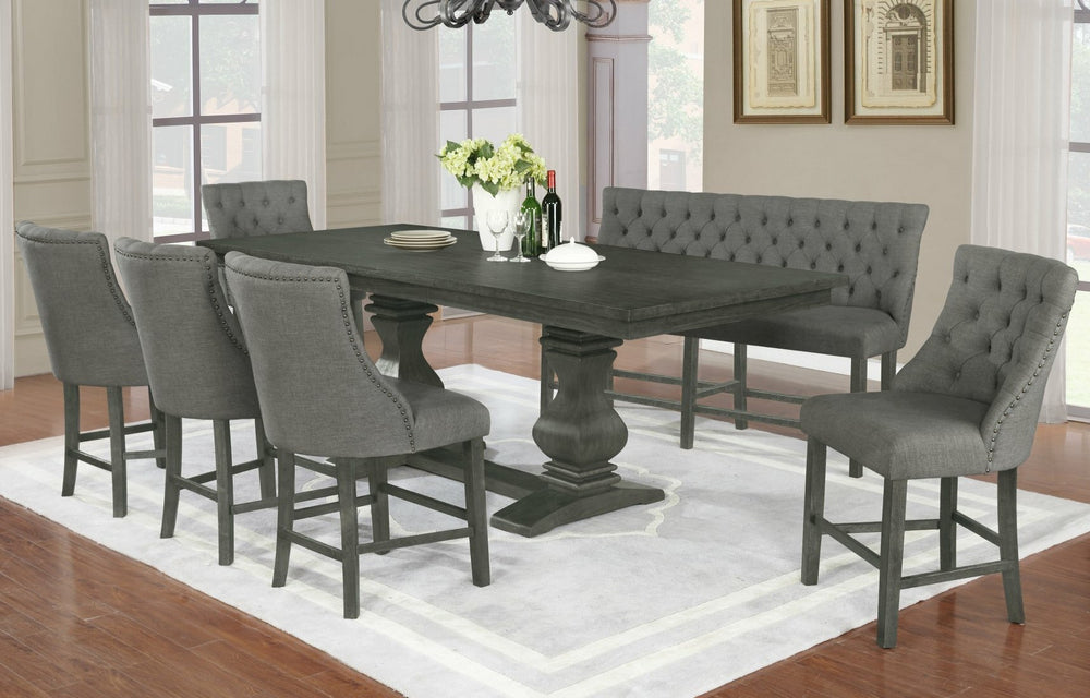 Paula 7-Pc Gray Counter Height Table Set