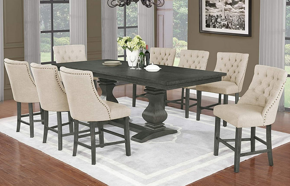 Paula 9-Pc Beige Counter Height Table Set