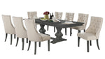 Paula 9-Pc Beige Wood/Linen Dining Table Set