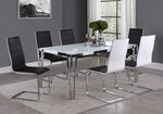 Pauline White Glass/Chrome Finish Metal Dining Table