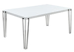 Pauline White Glass/Chrome Finish Metal Dining Table