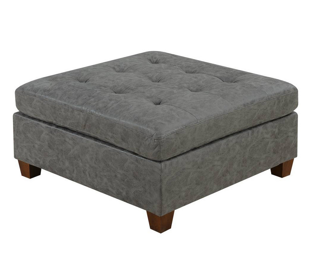 Pavica Grey Leatherette Modular Sectional w/ Ottomans