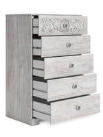 Paxberry Replicated Whitewash Wood 5-Drawer Chest