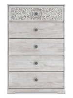 Paxberry Replicated Whitewash Wood 5-Drawer Chest