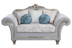 Pelumi Light Gray Fabric/Platinum Wood Loveseat