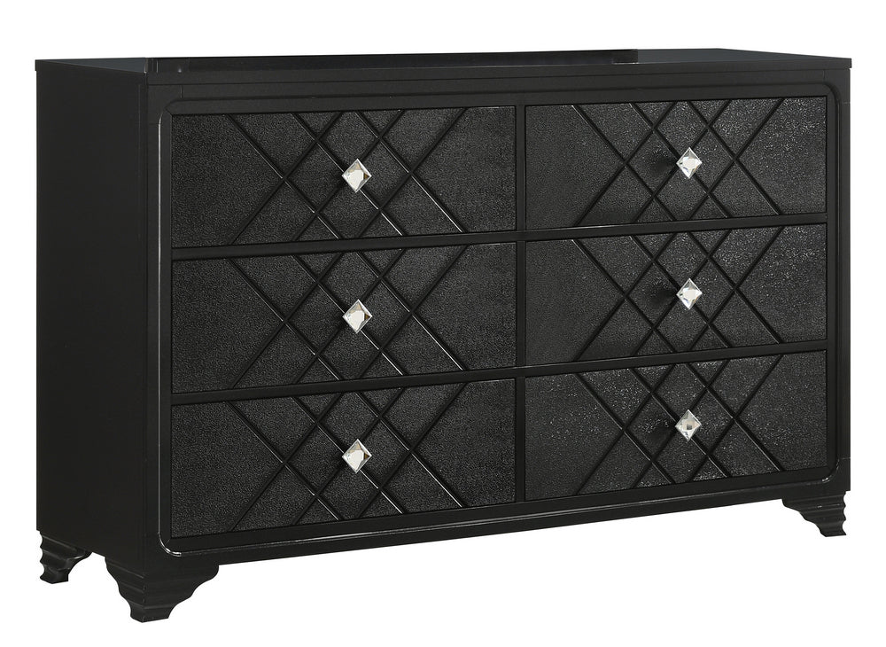 Penelope Black Wood 6-Drawer Dresser