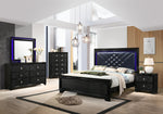 Penelope Midnight Star Leatherette/Black Wood Cal King Bed