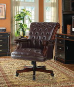 Perla Dark Brown Leatherette/Wood Adjustable Office Chair