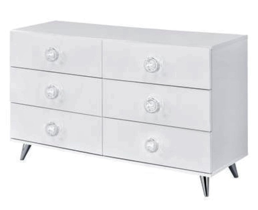 Perse White Wood 6-Drawer Dresser