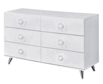 Perse White Wood 6-Drawer Dresser