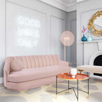 Peyton Blush Velvet Channel Tufted Sofa