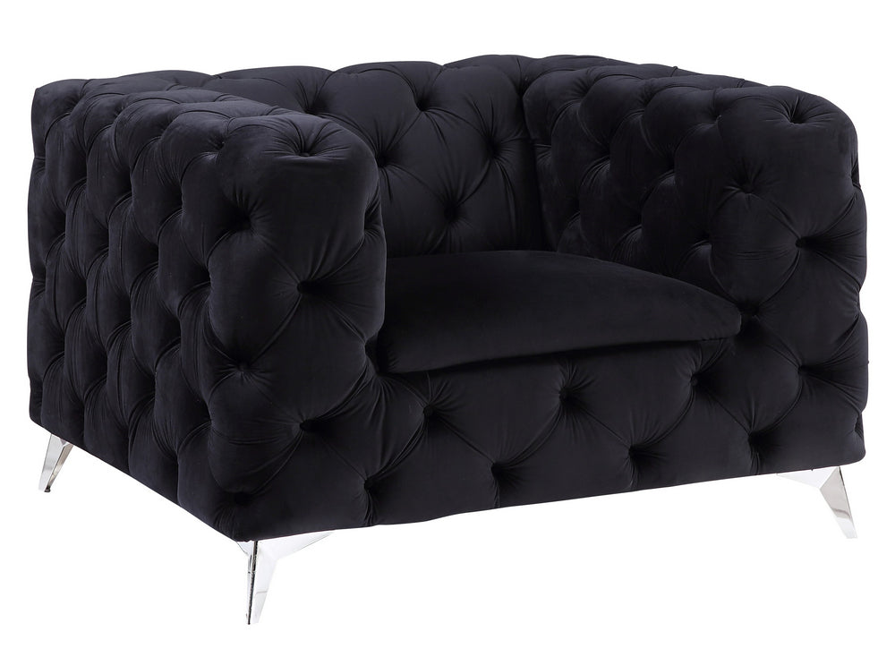 Phifina Black Velvet Tufted Chair