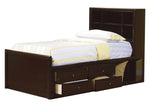 Phoenix Cappuccino Full Bookcase Storage Bed