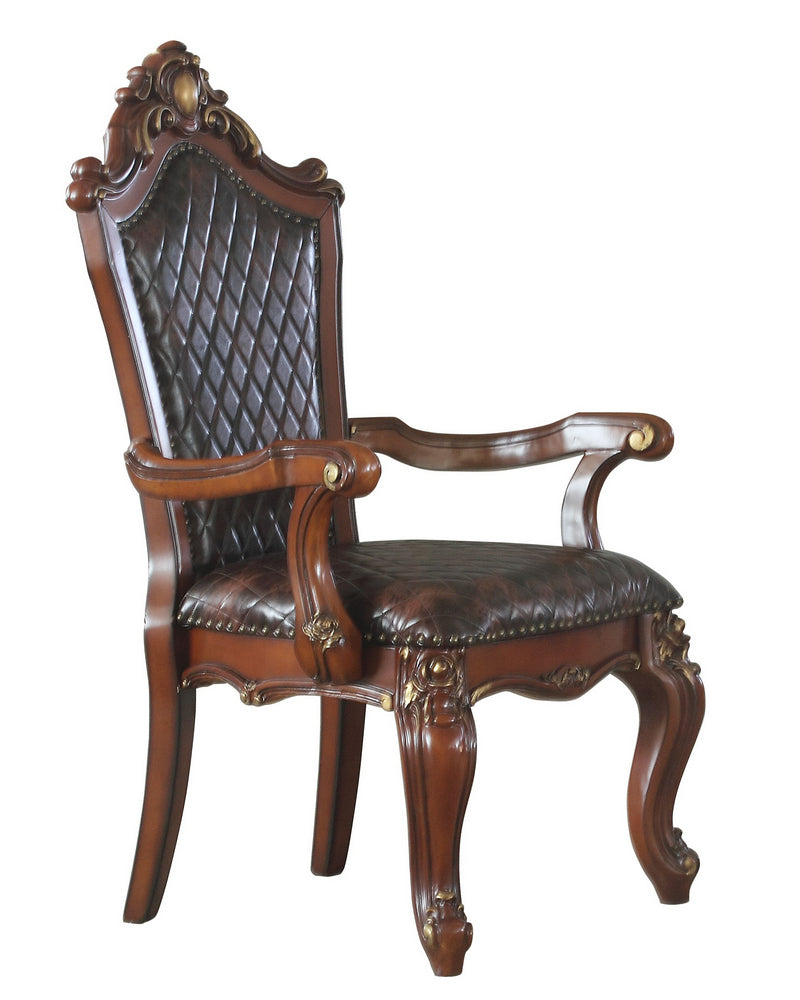 Picardy 2 Cherry Oak PU Leather/Wood Arm Chairs