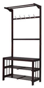 Pieria Expresso Wood Hall Tree with 2 Tier Shelf