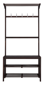 Pieria Expresso Wood Hall Tree with 2 Tier Shelf