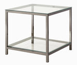 Elora Clear Glass/Black Nickel Metal End Table