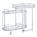 Piffo Clear Glass/Chrome Metal Serving Cart & Bar Table