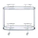 Piffo Clear Glass/Chrome Metal Serving Cart & Bar Table