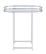 Piffo Clear Glass/Chrome Metal Serving Cart & Bar Table