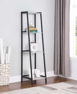 Pinckard Grey Stone Wood/Black Metal Ladder Bookcase