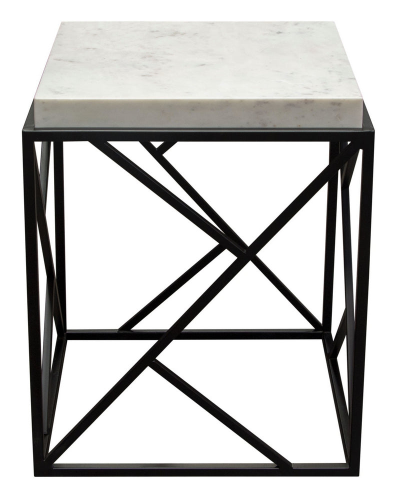Plymouth Grey Genuine Marble/Metal Accent Table