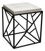 Plymouth Grey Genuine Marble/Metal Accent Table
