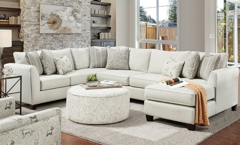 Pocklington 3-Pc Ivory Chenille RAF Sectional