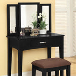 Potterville Black Wood Vanity w/Mirror & Stool