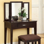 Potterville Espresso Vanity w/Mirror & Stool