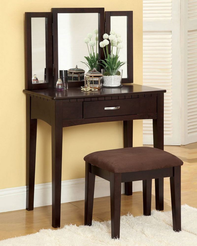 Potterville Espresso Vanity w/Mirror & Stool