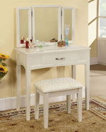 Potterville White Wood Vanity w/Mirror & Stool