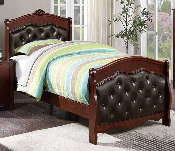 Puteri Espresso Faux Leather/Wood Full Bed