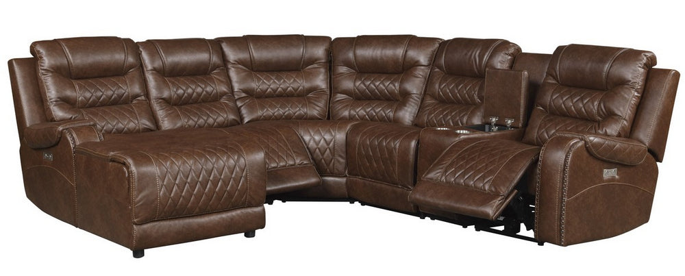 Putnam 6-Pc Brown LAF Power Recliner Sectional Sofa