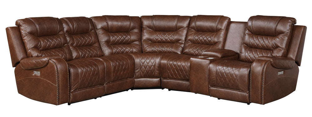 Putnam 6-Pc Brown Microfiber Power Recliner Sectional