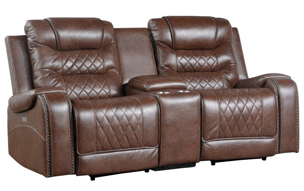 Putnam Brown Microfiber Power Recliner Loveseat