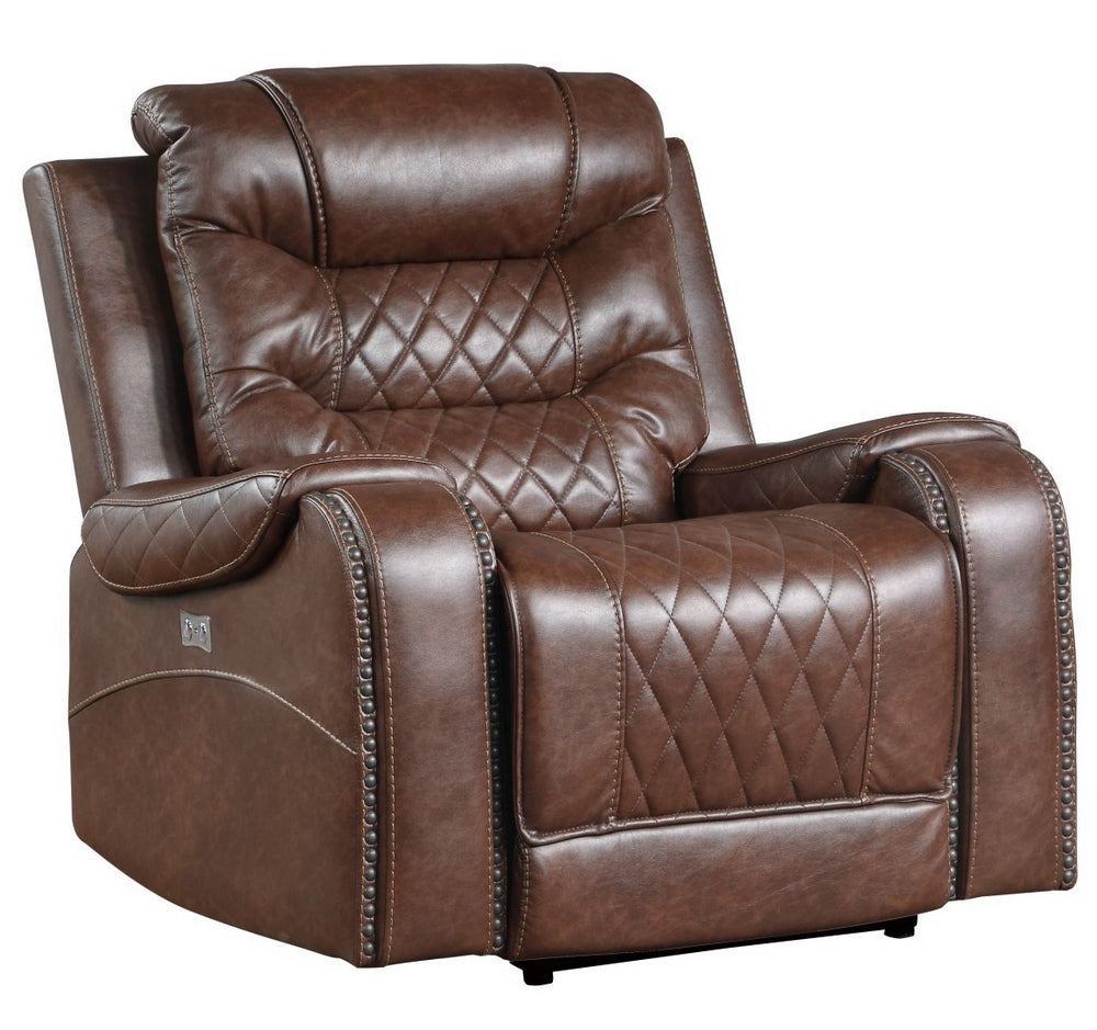 Putnam Brown Polished Microfiber Power Recliner