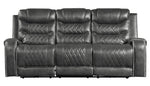 Putnam Gray Polished Microfiber Manual Recliner Sofa